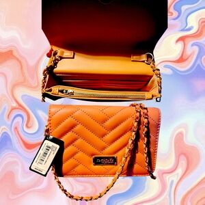 bebe Orange Quilted Crossbody Bag
